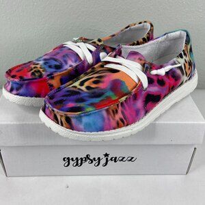 Gypsy Jazz Baggy Multi Color Animal Print Comfort Slip On Shoe NWT